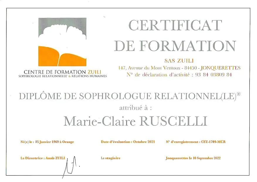 Diplôme de Sophrologie Relationnelle